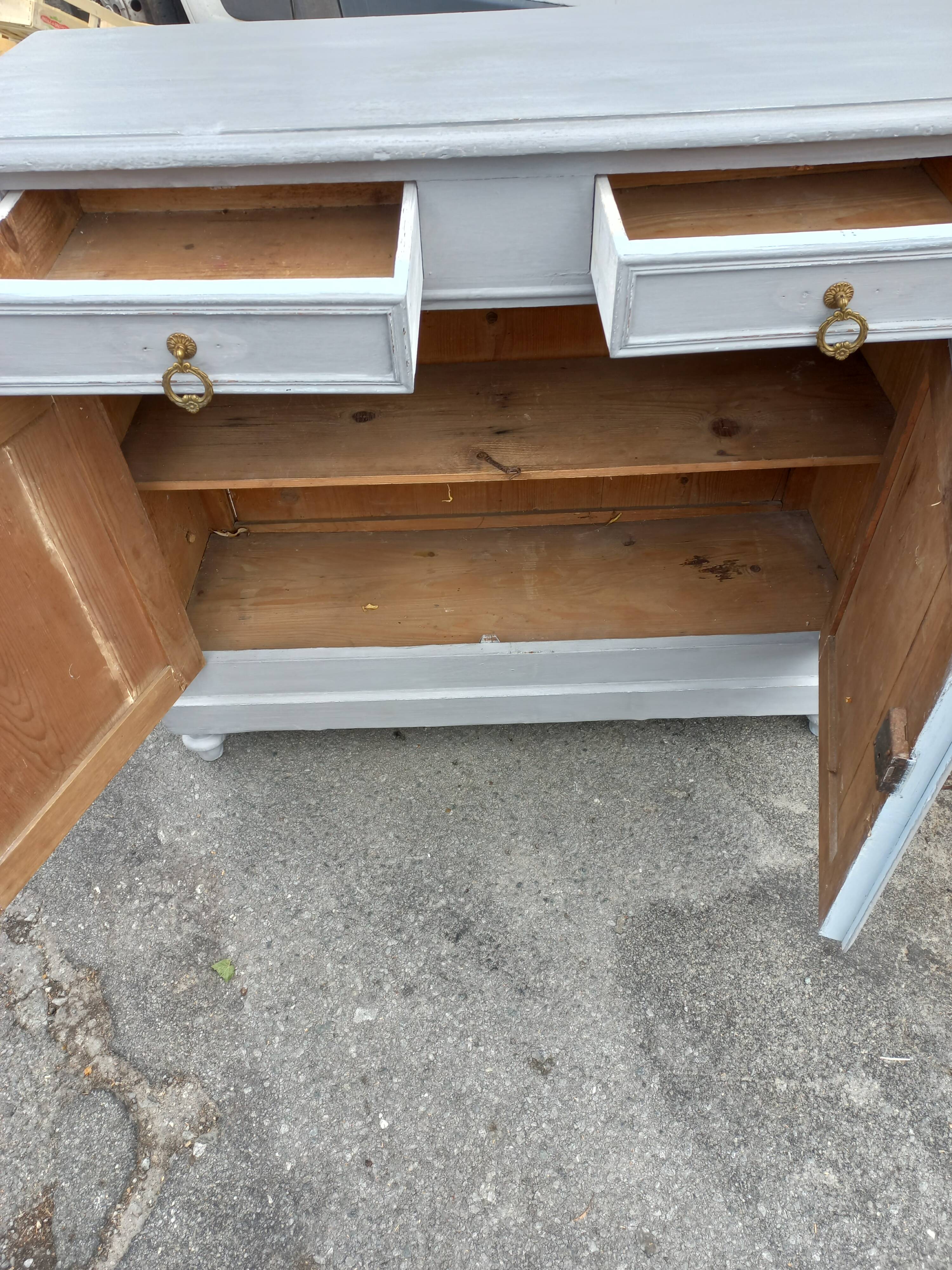 Parisian buffet old gray patina 2 doors 2 drawers