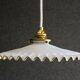 Antique suspension lamp in white and gold painted opaline delivered with cable, socket and brass claw