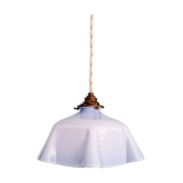 Art Deco suspension in pleated mauve opaline, 1920-30.