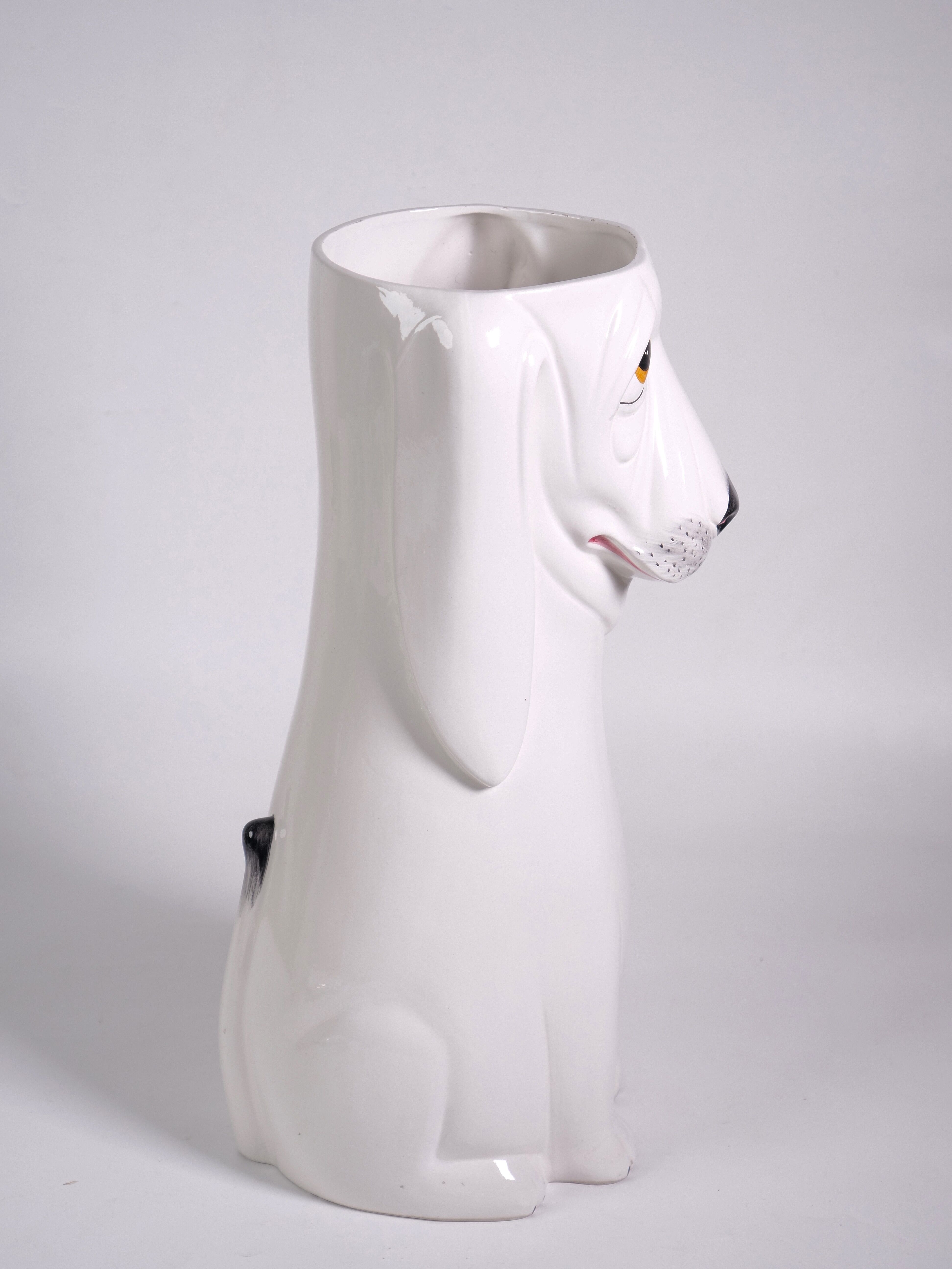 Umbrella holder ceramic dog design italy