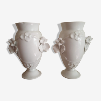 Pair of old white porcelain vases