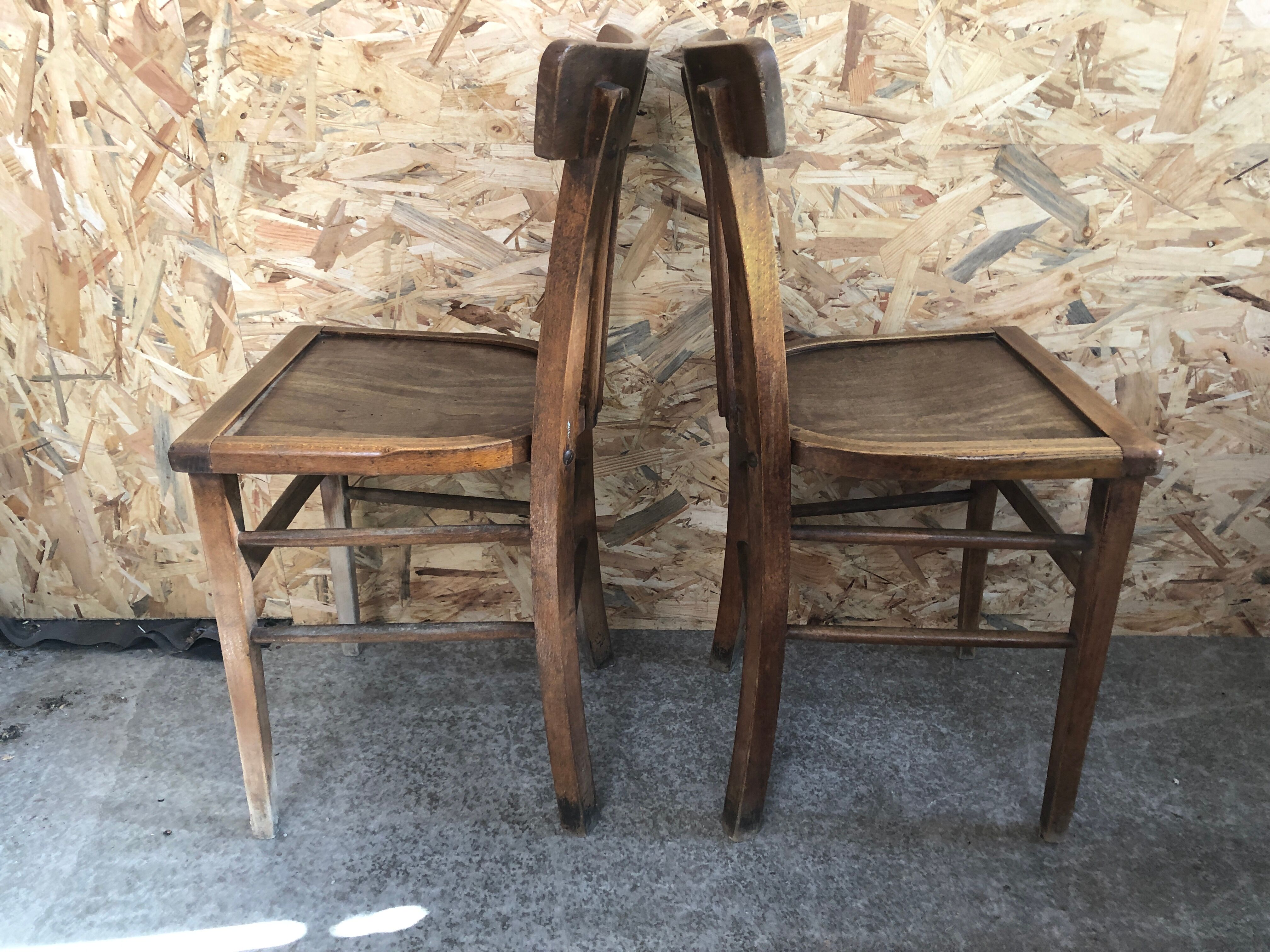 Pair chair bistro vintage wood