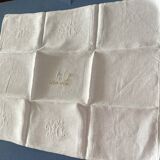 12 large monogrammed white linen napkins