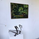 Pair of zoomorphic metal andirons "dogs" 1950