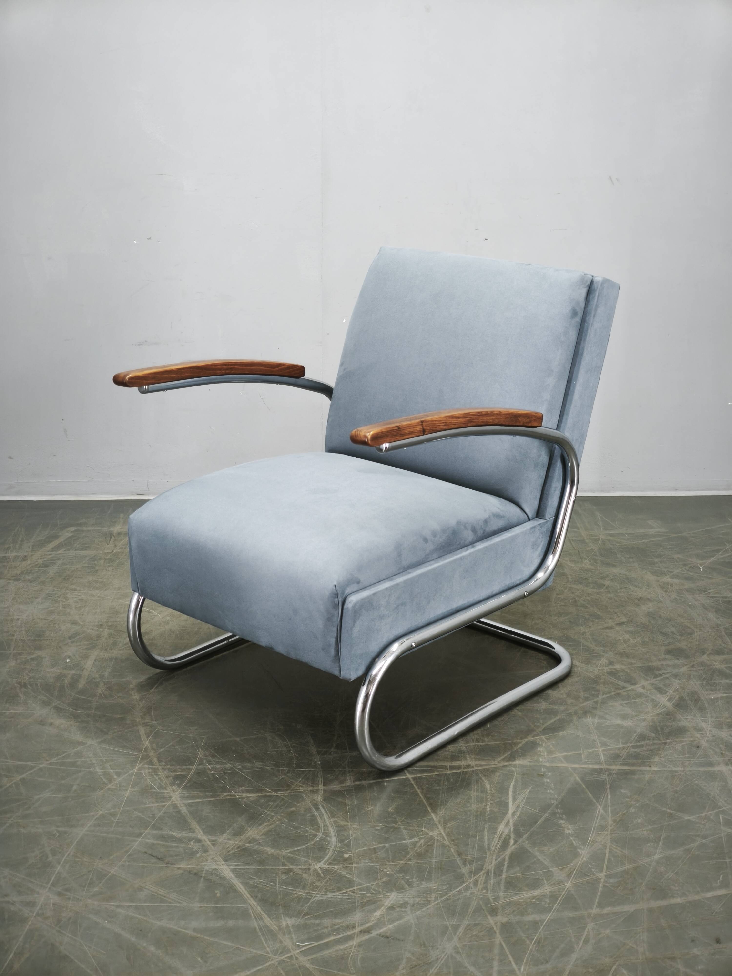 Fauteuil cantilever Bauhaus des années 1930 dans le style Thonet S 411, attribué à Kovo