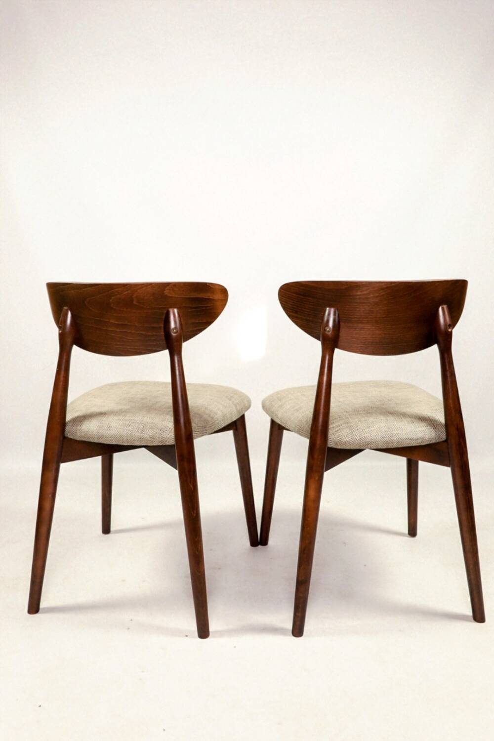 Set of 4 heritage herringbone natural linen dining chairs