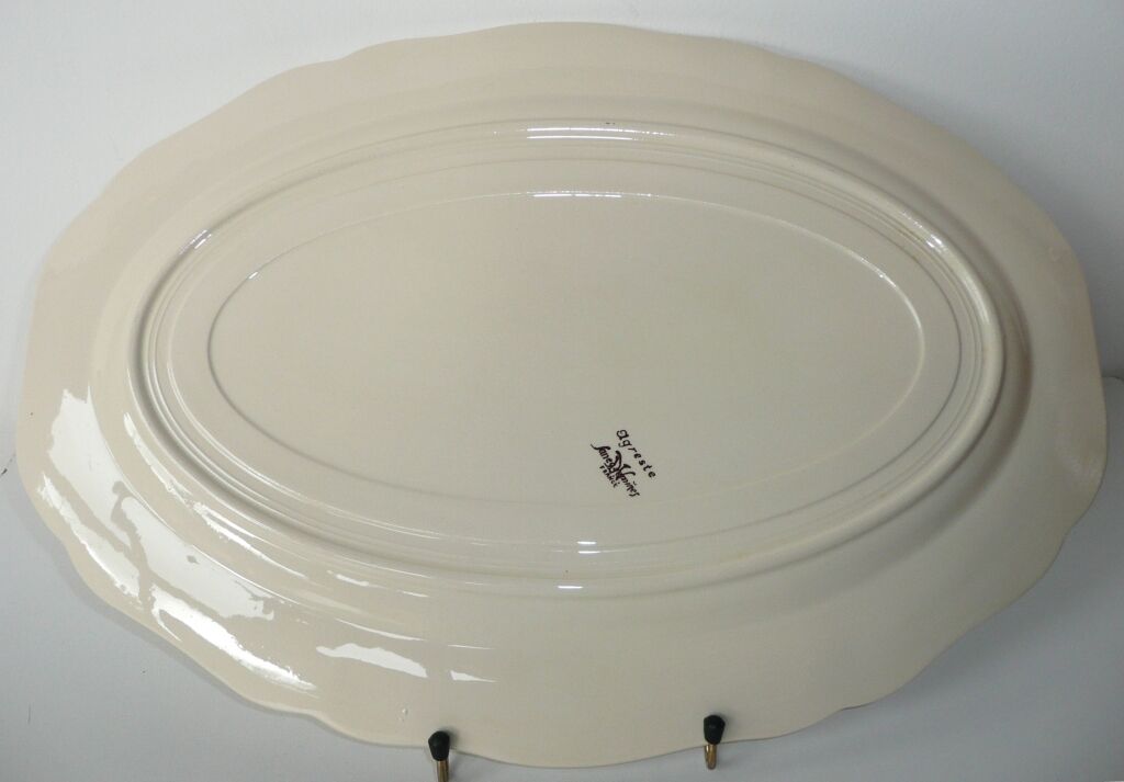 Big flat oval earthenware Sarreguemines Agreste