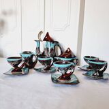 Impressionnant service à café français en céramique de Vallauris, design de style milieu du siècle