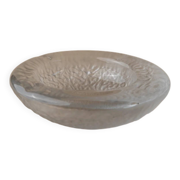 Vintage Murano glass ashtray - clear and frosted glass, textured, round - Italy 1970s - glass art, elegant gift idea, table decoration
