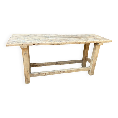 Table industrielle primitive établi en bois naturel brut vintage bohême commerce magasin