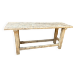 Table industrielle primitive établi en bois naturel brut vintage bohême commerce magasin