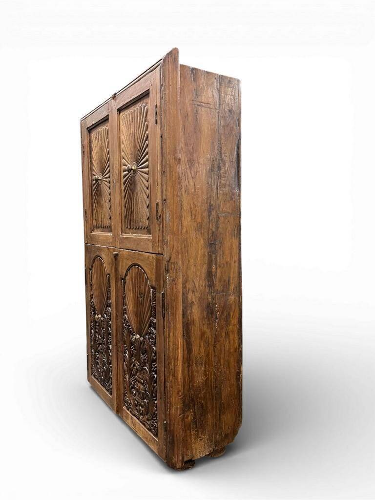 vintage shallow wooden wall cabinet