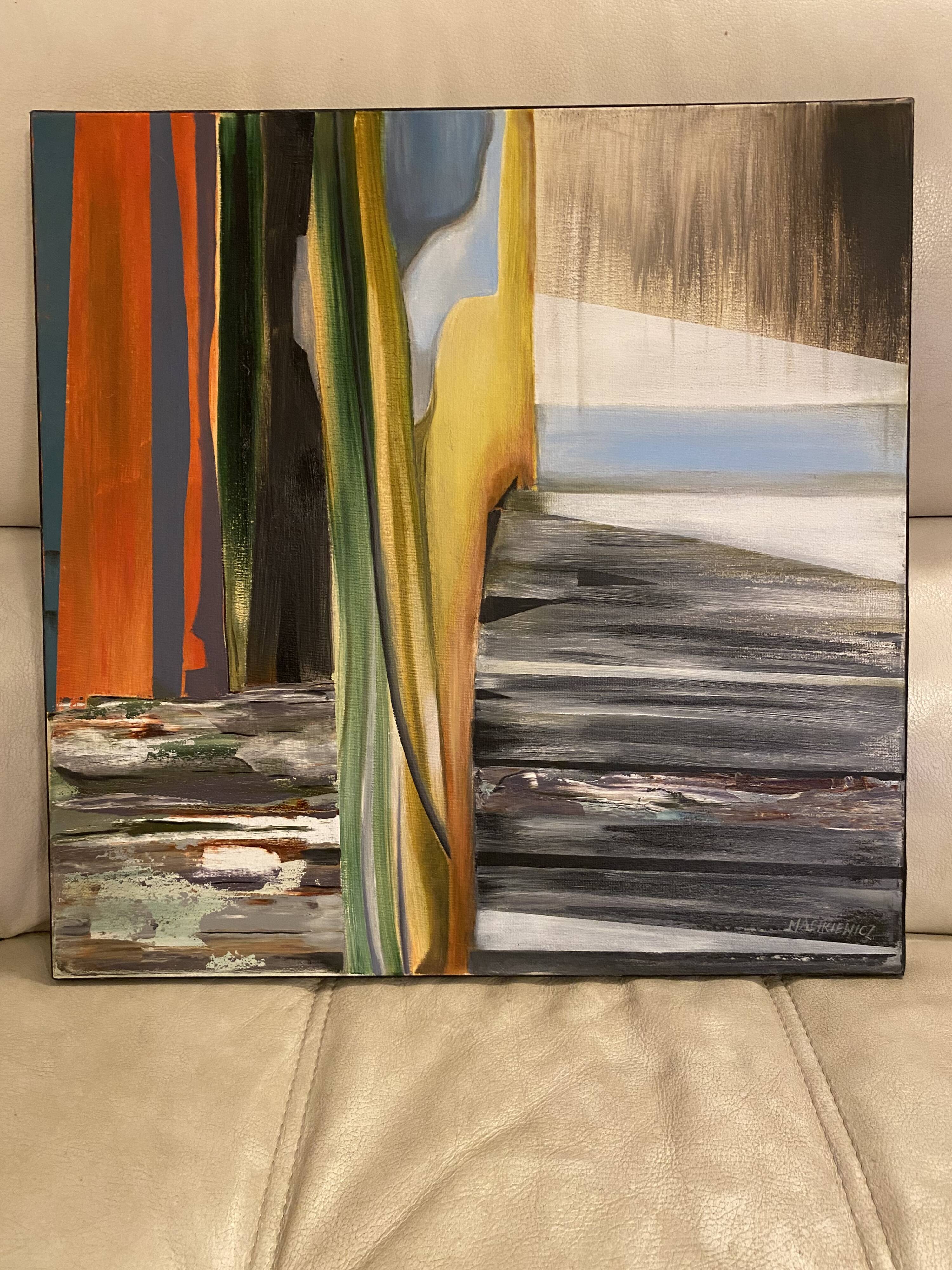 Contemporary abstract oil painting on canvas