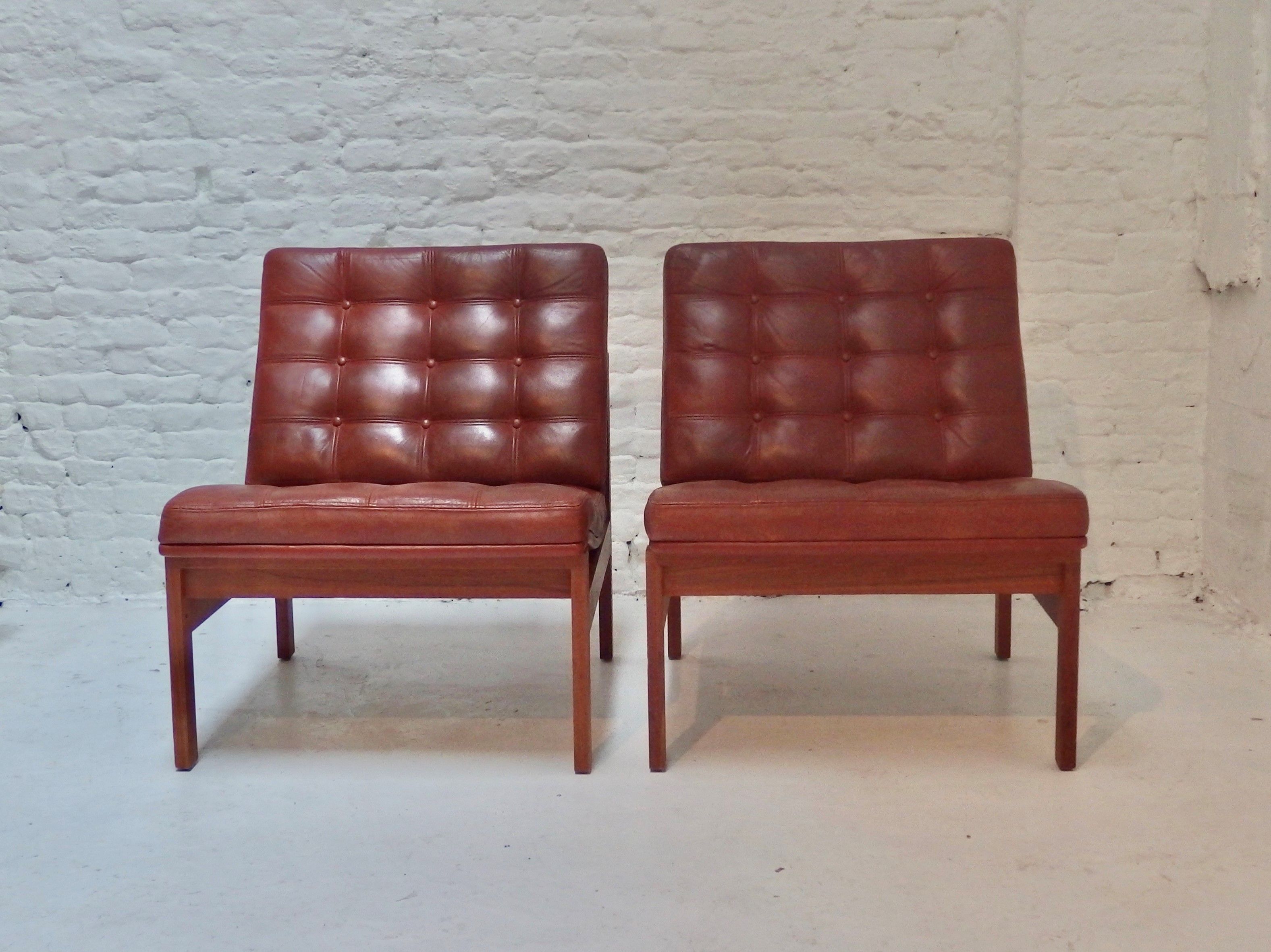 Pair of vintage armchairs by Ole Gjerlovs Knudsen and Torben Lind for France and SØn 1960