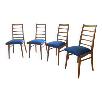 Série de 4 chaises scandinaves vintage années 60  dossier échelle