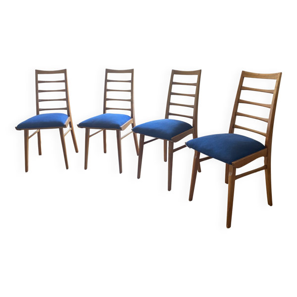 Série de 4 chaises scandinaves vintage années 60  dossier échelle