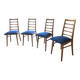 Set of 4 vintage Scandinavian chairs from the 1960s with ladder back.