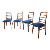 Set of 4 vintage Scandinavian chairs from the 1960s with ladder back.