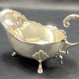 English George III style silver plated tripod sauce boat