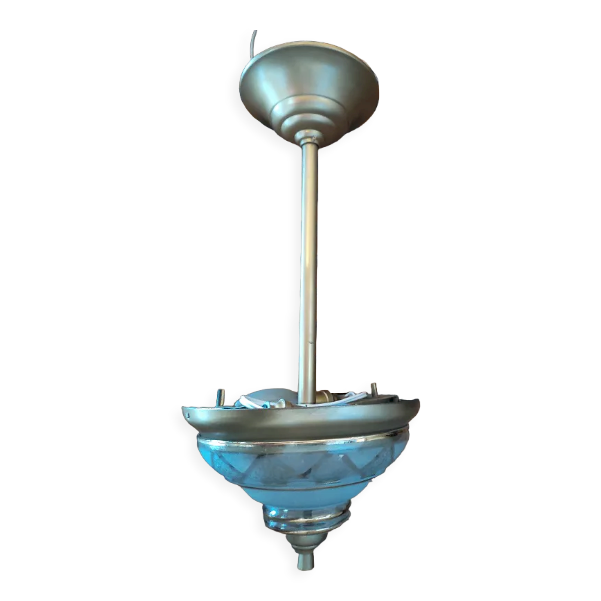 Chandelier support gilded metal art deco globe frosted edging gilded