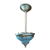 Lustre support métal doré art déco globe dépoli liseré doré