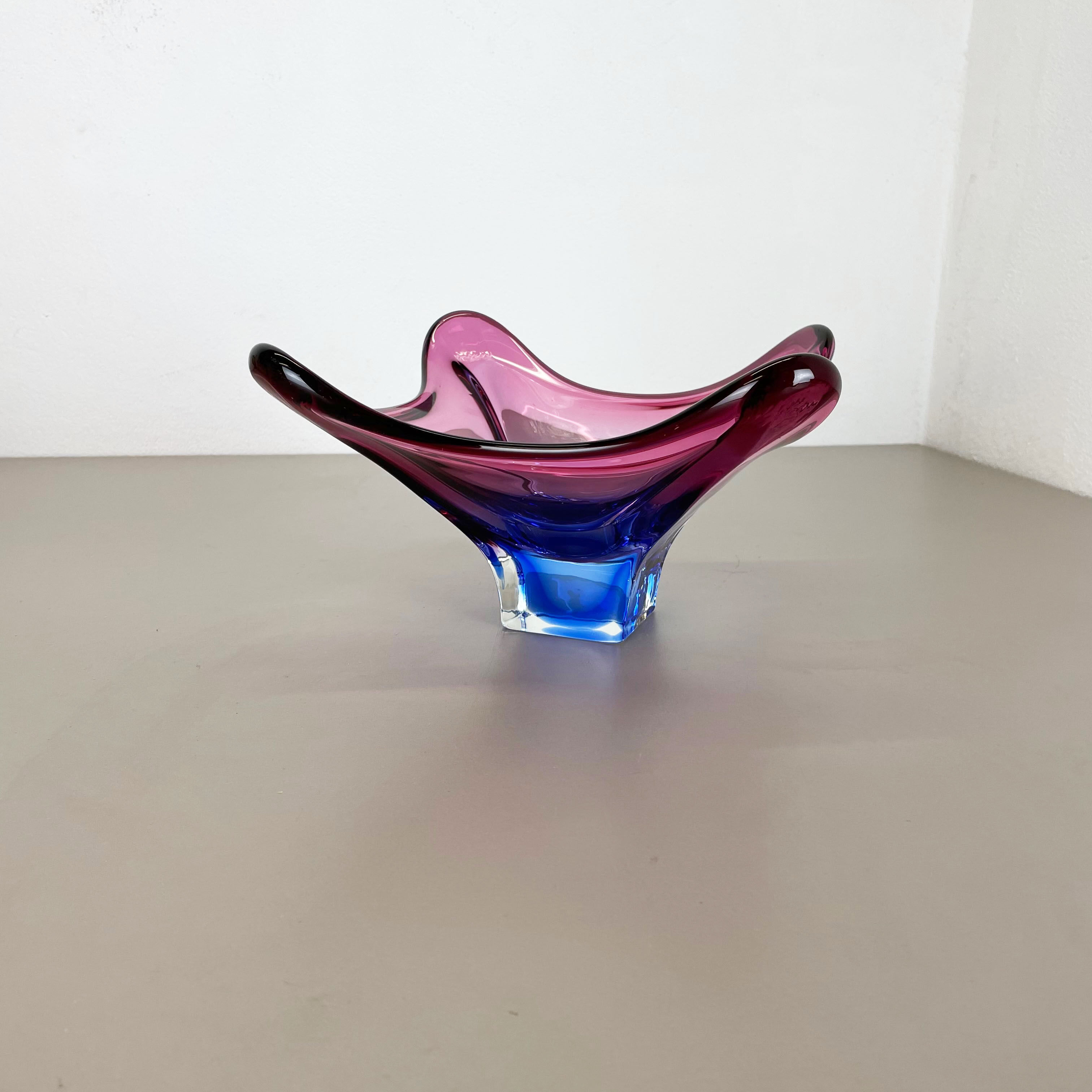 Floral glass bowl shell centerpiece by Fratelli Toso Murano, Italy, 1970s
