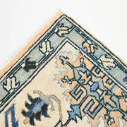Vintage Large Blue & Peach Persian Rug, Handmade Wool Rustic Decor,348x495