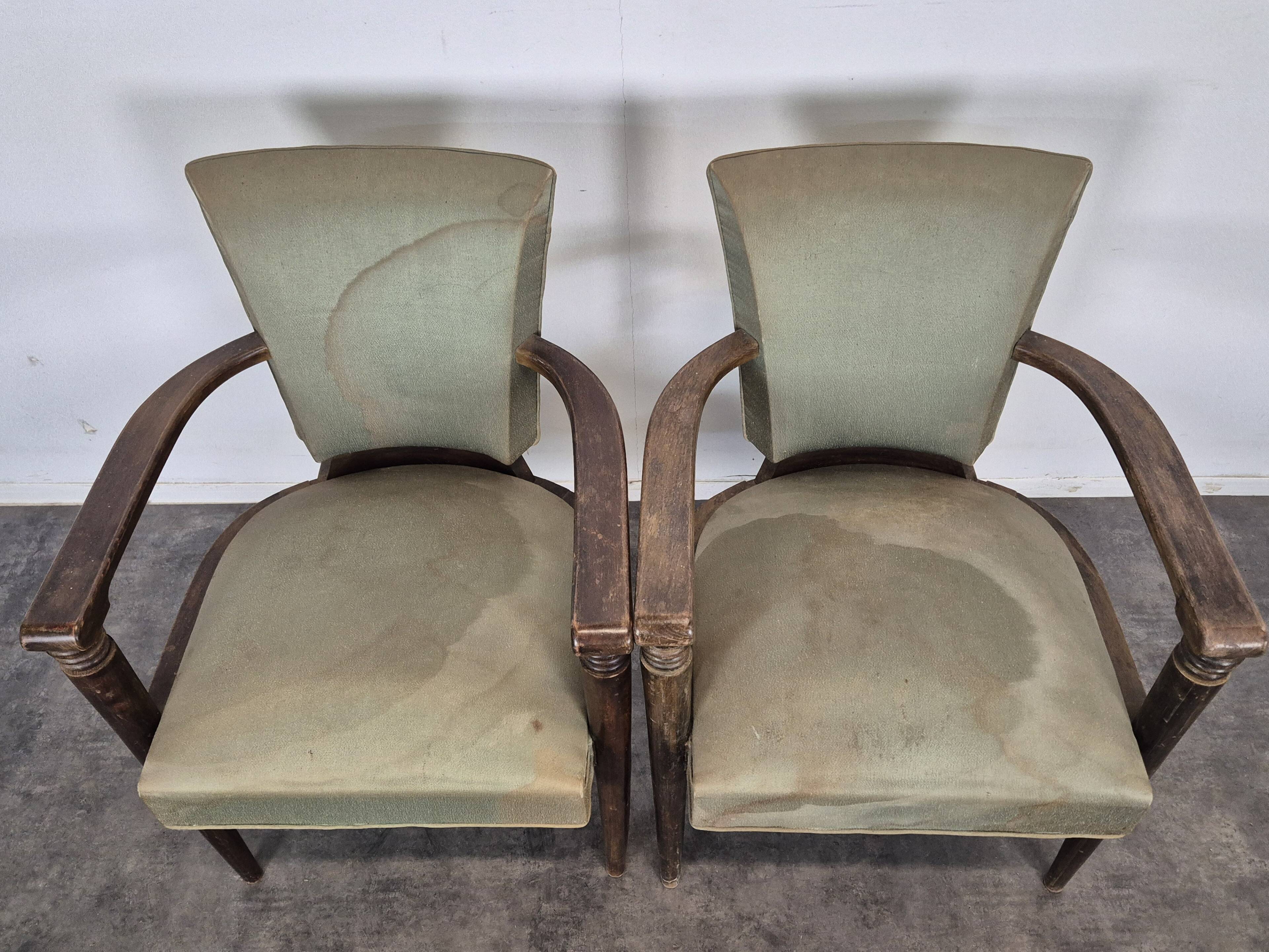 Paire de fauteuils des années 40 dans l'esprit de Pascaud