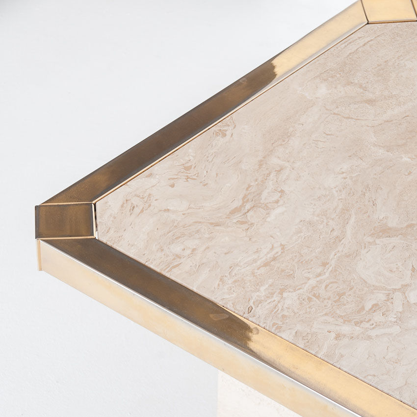 Vintage travertine coffee table edited by Fedam. Belgium, 80s