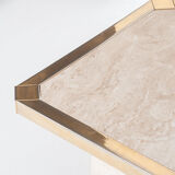 Vintage travertine coffee table edited by Fedam. Belgium, 80s