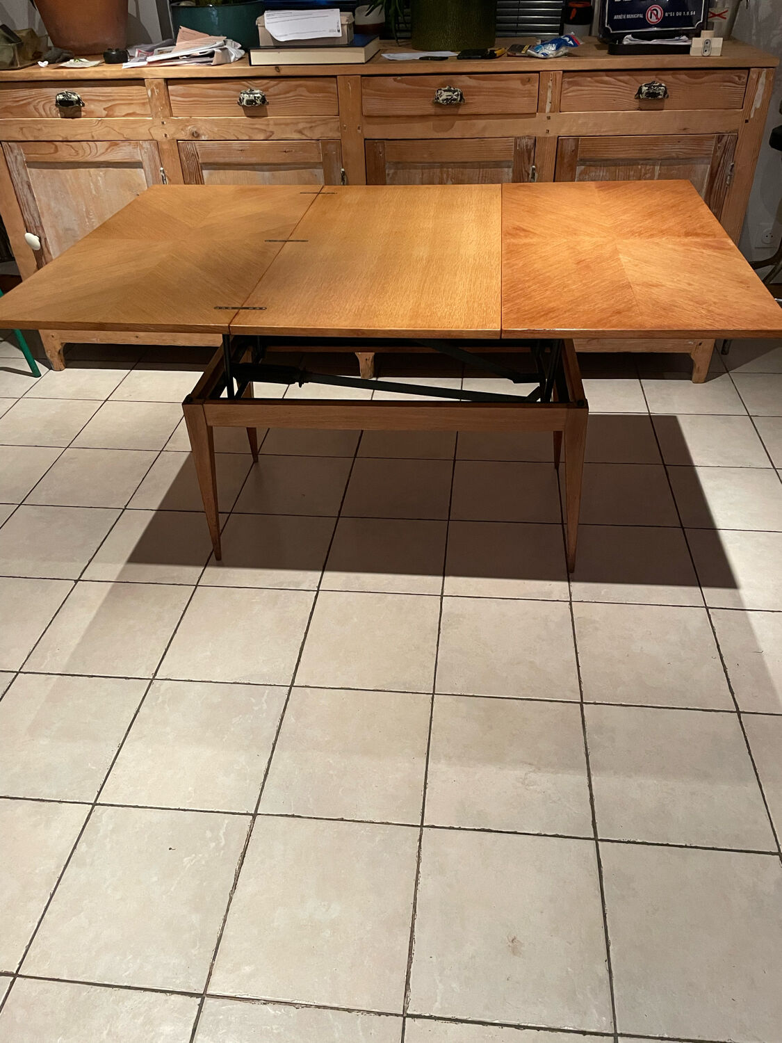Table basse à système Révélation vintage Design Albert Ducrot année 50/60