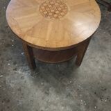 Round art deco pedestal table with marquetry