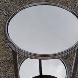 Art Deco side table, end table in chromed metal and mirror, 1930