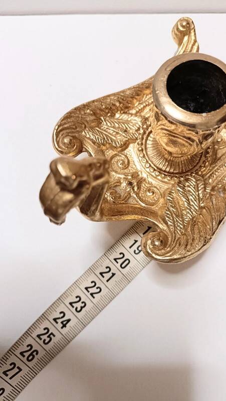 Peacock candle holder in gilded brass 1970