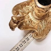 Peacock candle holder in gilded brass 1970