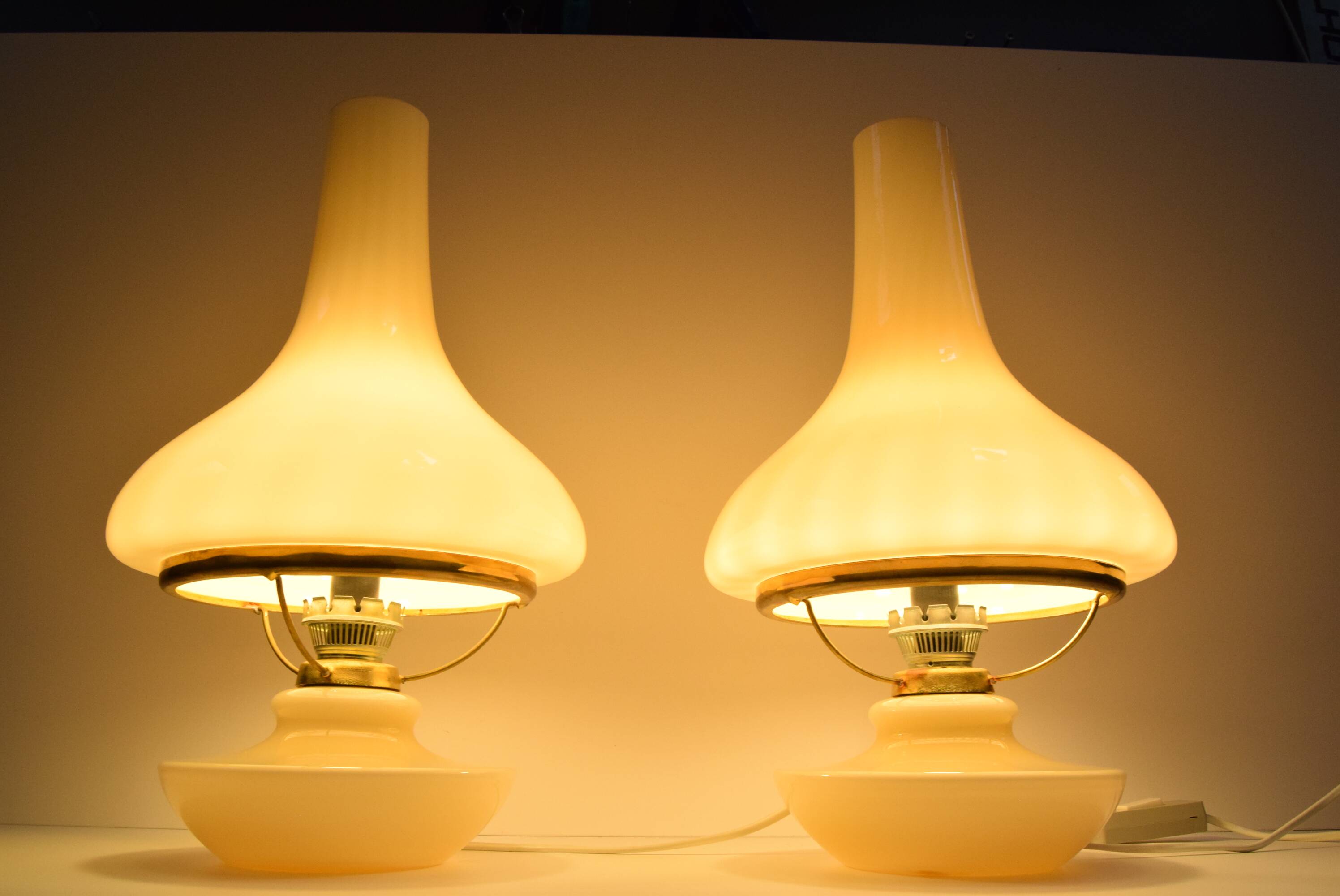 Pair of mid-century Table Lamps, Osvětlovací sklo závod Janštejn, Czechoslovakia, 1970