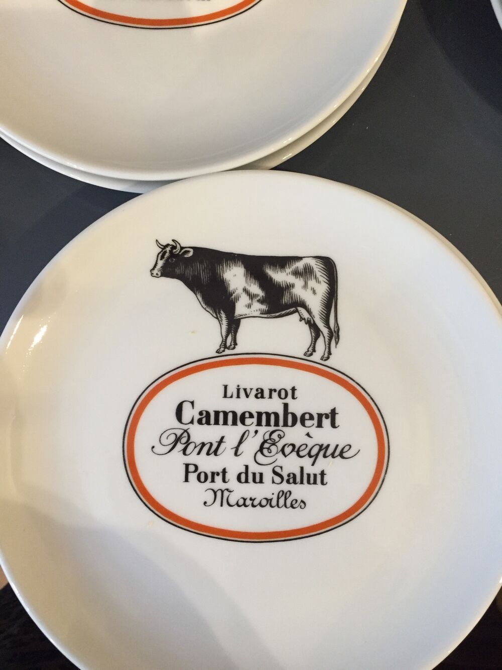 CHEESE SERVICE 12 PLATES AND PORCELAIN TRAY AUTEUIL CREATION JACQUES LOBJOY