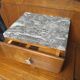 Art Deco bedside table from the 1930s, wooden marble vintage nightstand.