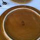 5 Gien plates and 2 caramel 'straw' trays
