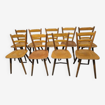 Lot 9 chaises campagarde bistrot 1960