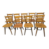 Lot of 9 1960s Campagarde bistro chairs