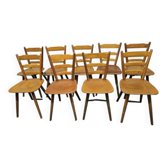 Lot of 9 1960s Campagarde bistro chairs