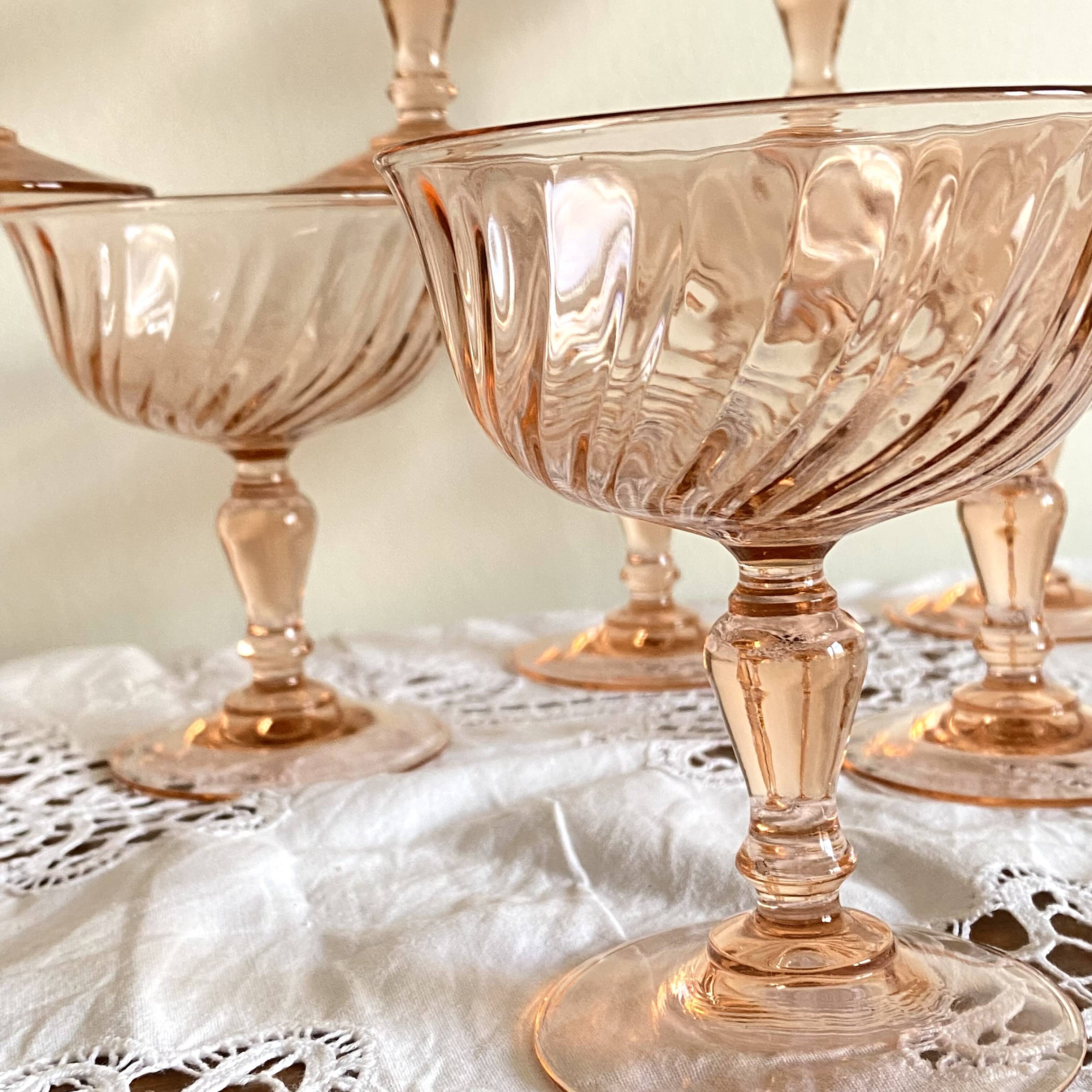 Set of 9 pink champagne coupe fruit coupe Rosaline Luminarc glasses