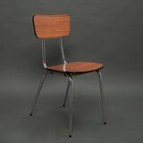 6 caramel-colored formica chairs, vintage wood, 50s