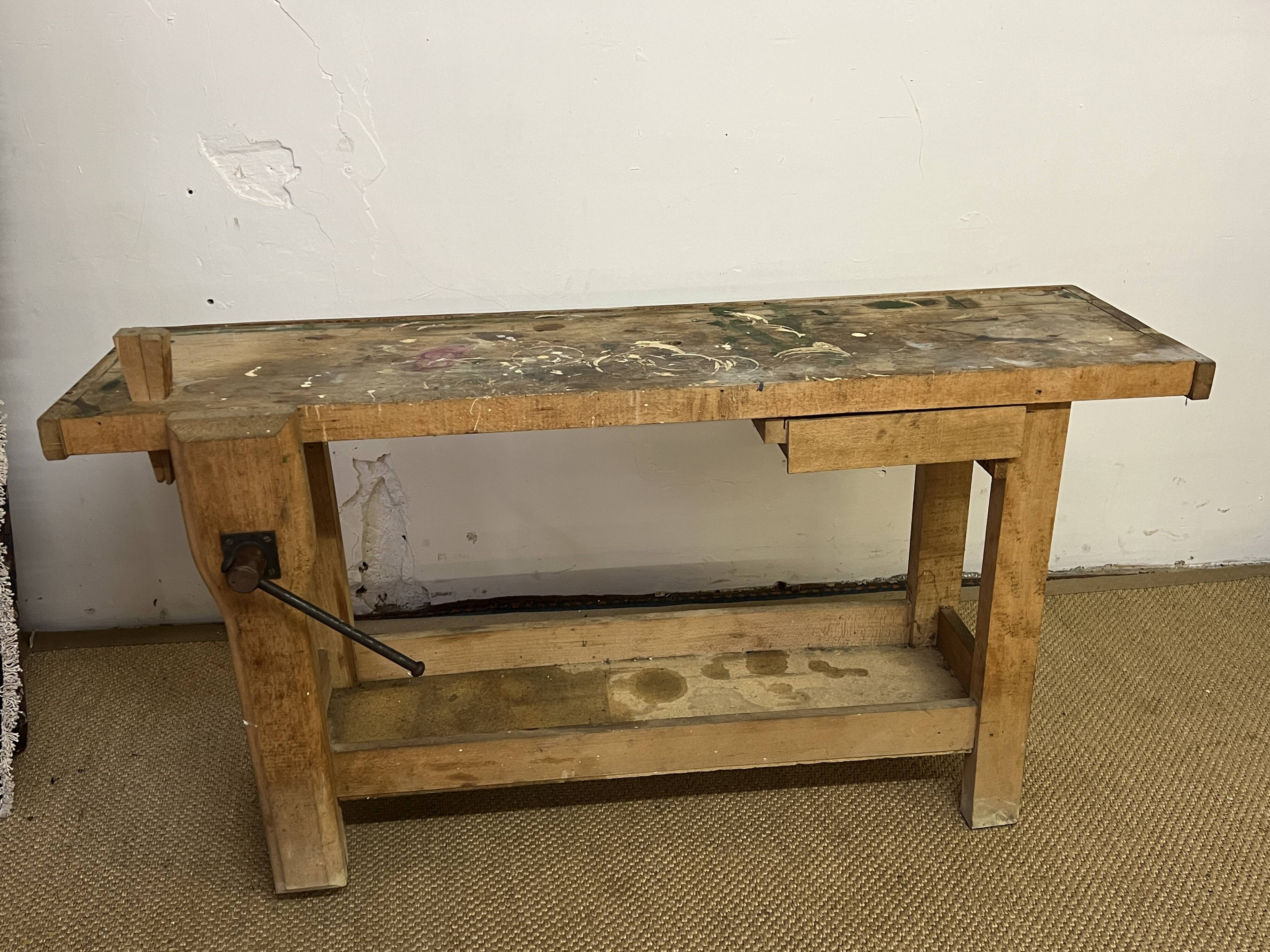 Old wooden craft workbench