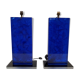 Pair of blue fractal resin lamp feet