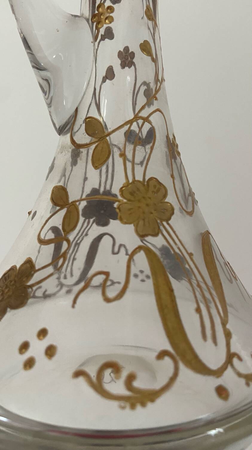 Small old enameled carafe / soliflore