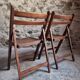 Pair of vintage French folding chairs – 1970s – beech wood chairs – rustic seats