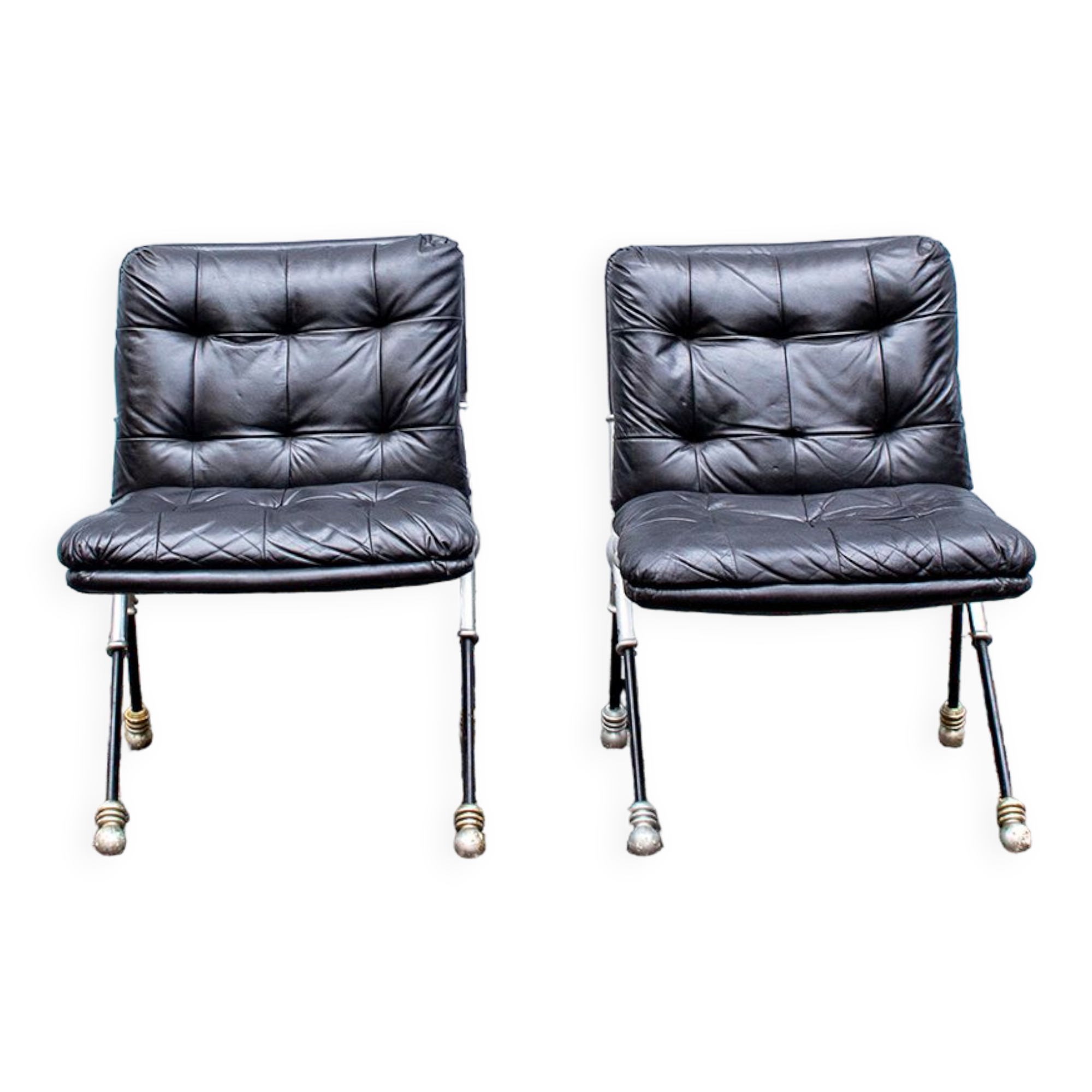 Pair of leather armchairs by Sormani Italy, 1980s