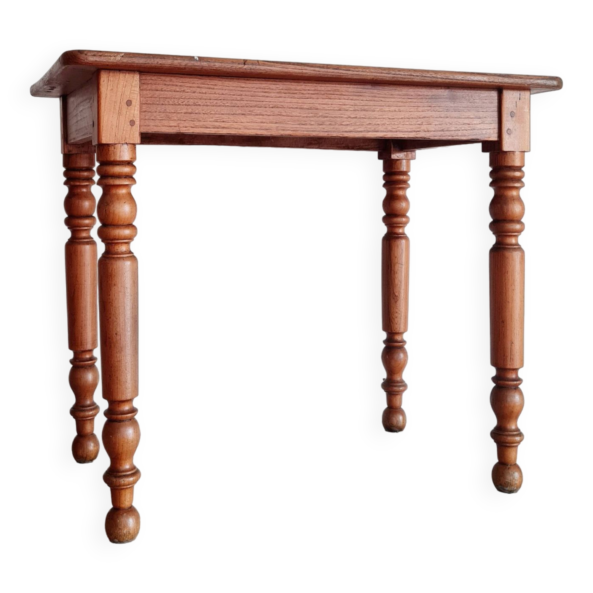 Solid wood desk table with turned legs